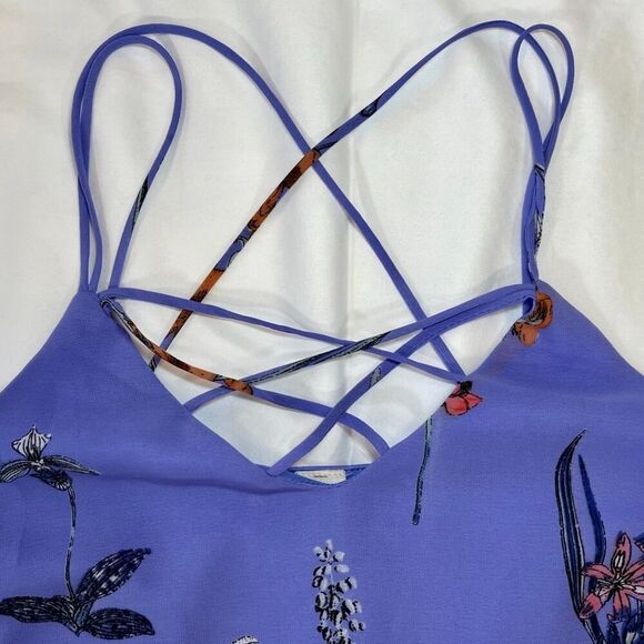 Japna | Periwinkle Floral Spaghetti Strap Tank | Small - Picture 3 of 6